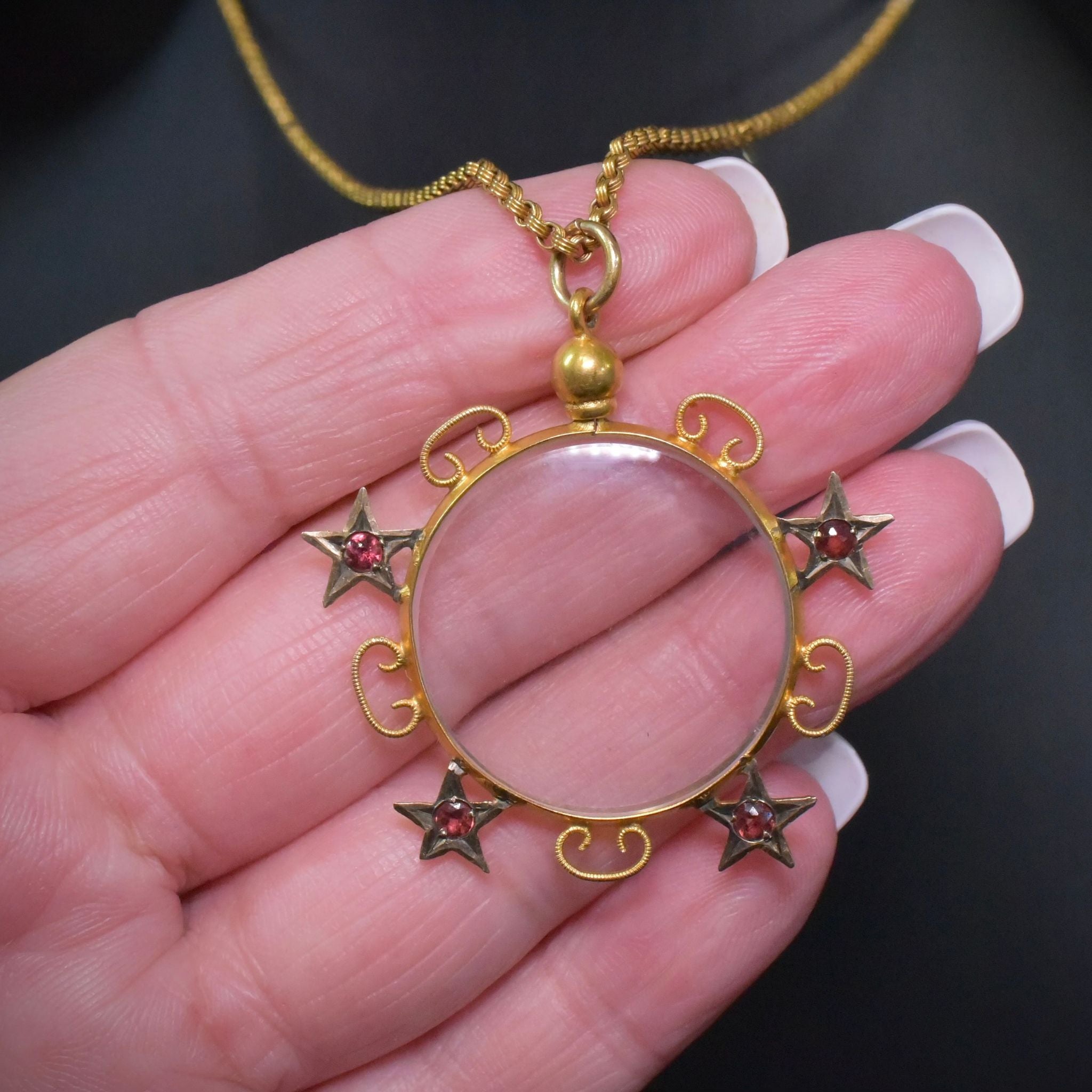 Antique Australian 15ct Gold And Garnet Double Sided Photo Locket Circa 1910 (By Robert Rollason)