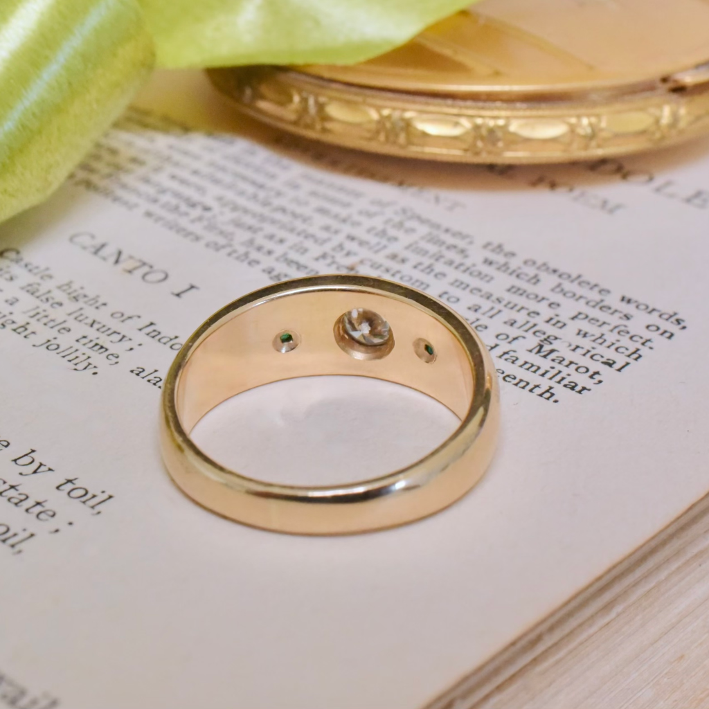 Contemporary 18ct Yellow Gold Diamond And Emerald Ring