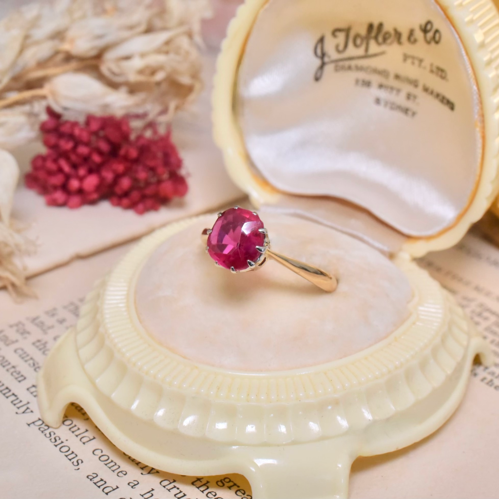 Estate 18ct Yellow Gold And Platinum Ruby Ring