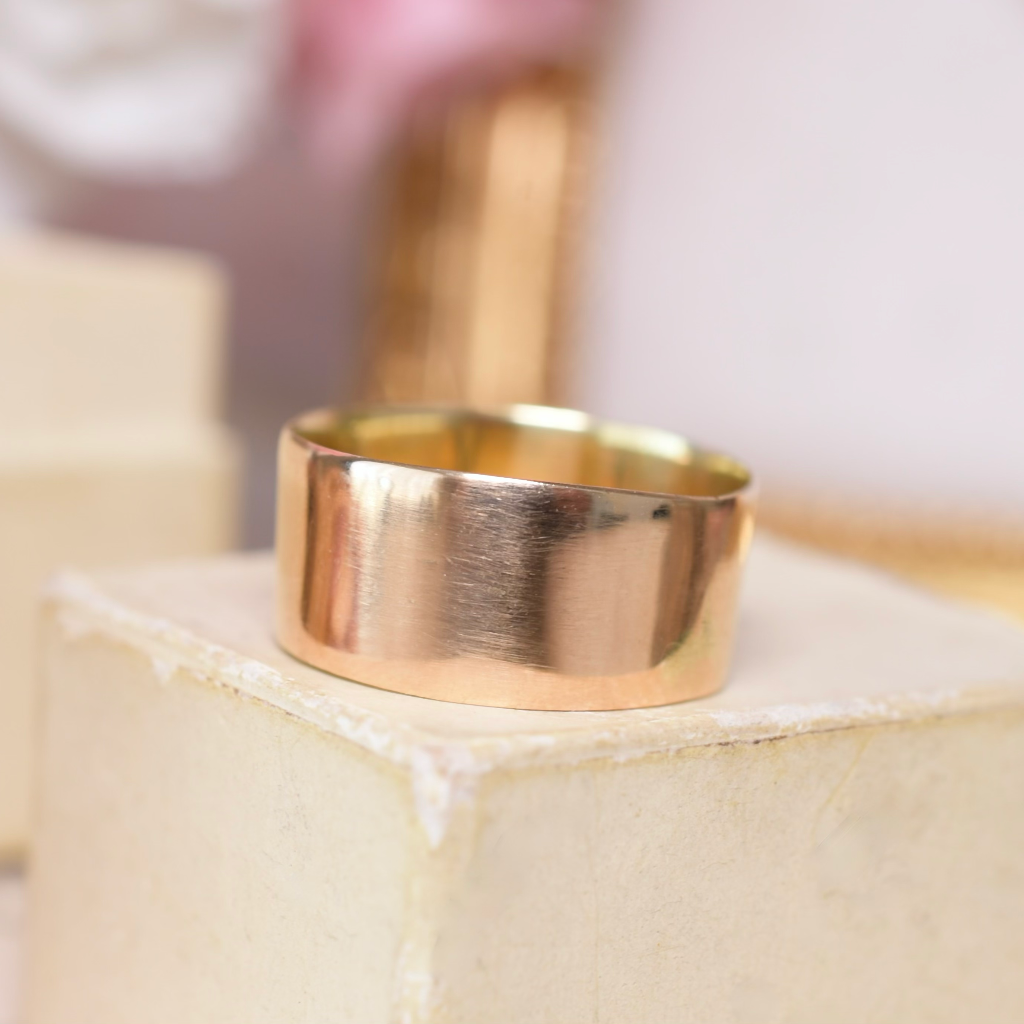 Antique Australian 18ct Rose Gold Wide Wedding Band Circa 1910-1920