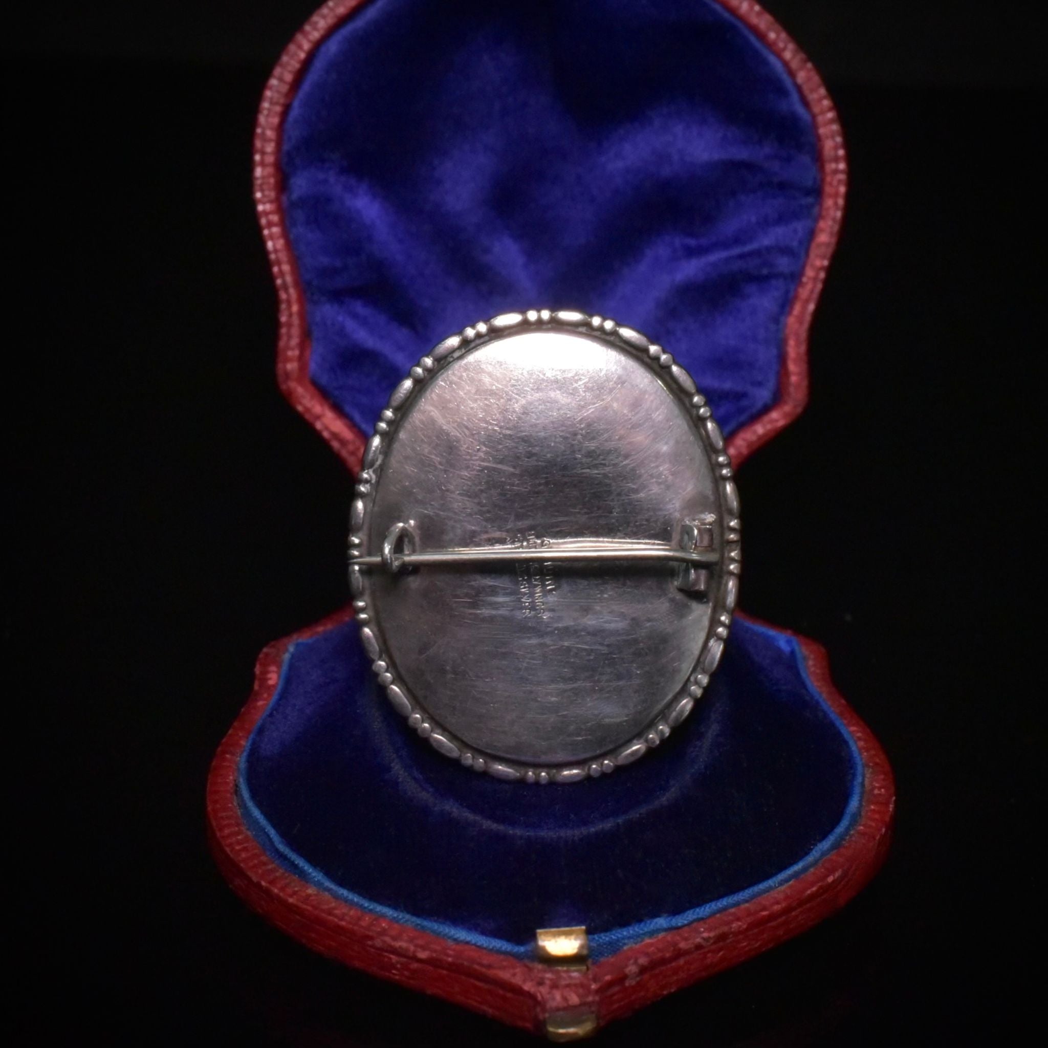 Antique Art Nouveau Morpho Butterfly Wing Sulfide Cameo Sterling Silver Brooch Circa 1910-15