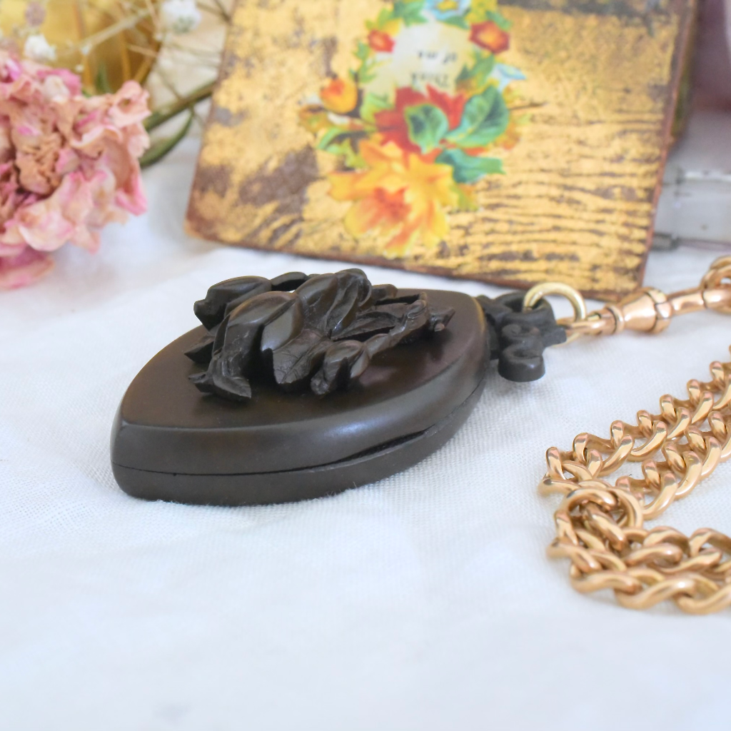 Antique Victorian Vulcanite Opening Locket Circa 1870-80’s