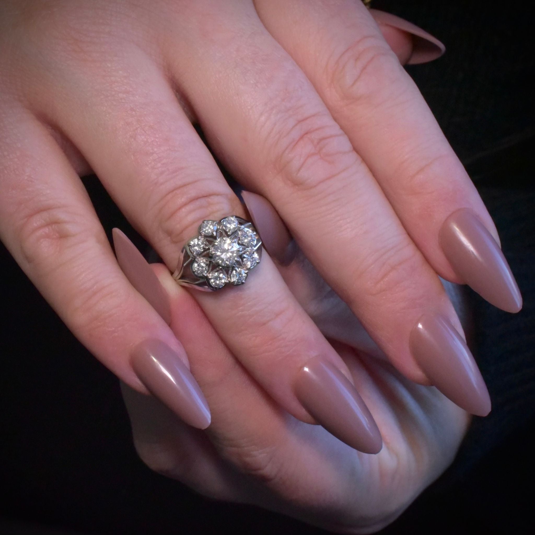 Vintage 18ct White Gold Diamond ‘Daisy’ Halo Cluster Circa 1940’s - 1.14ct Independent Gemmological Valuation Included $11,000 AUD