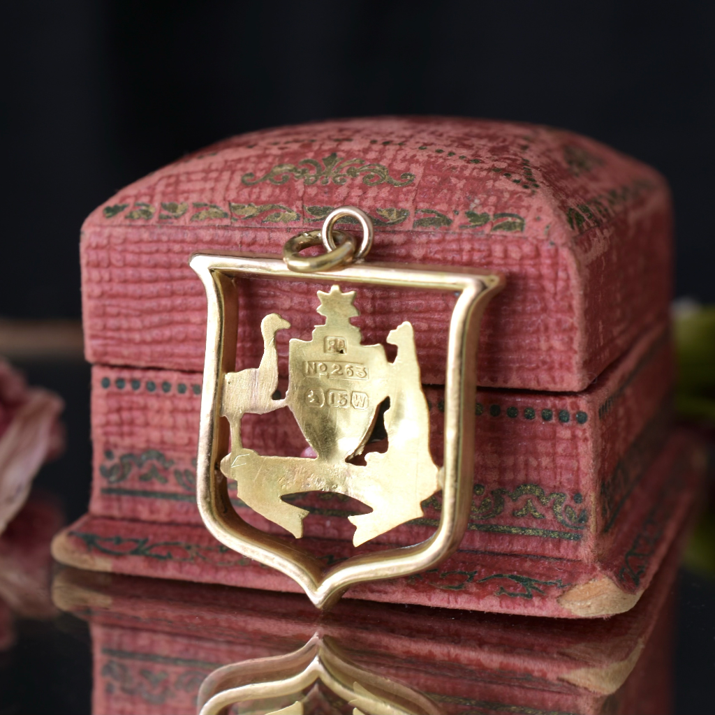 Antique Australian Willis and Sons 9ct ‘Advance Australia’ Pendant Circa 1908