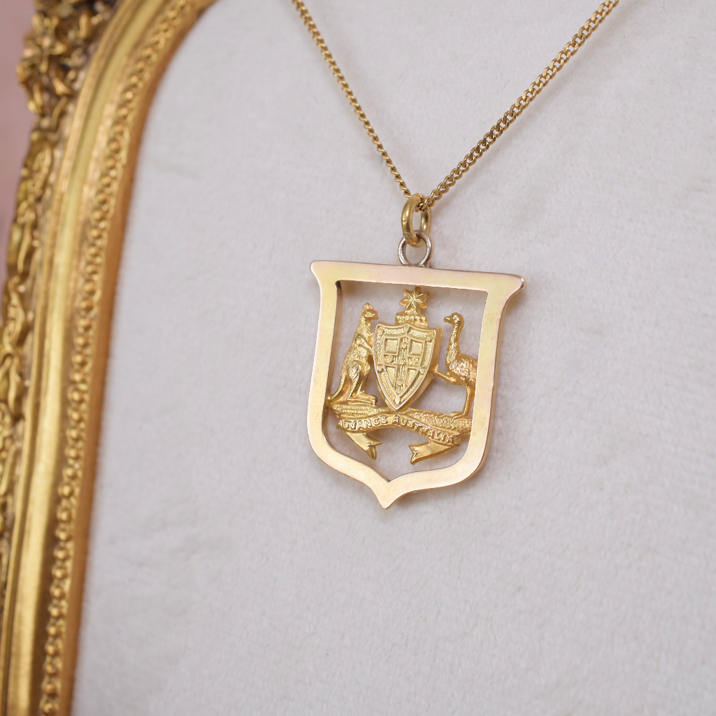 Antique Australian Willis and Sons 9ct ‘Advance Australia’ Pendant Circa 1908