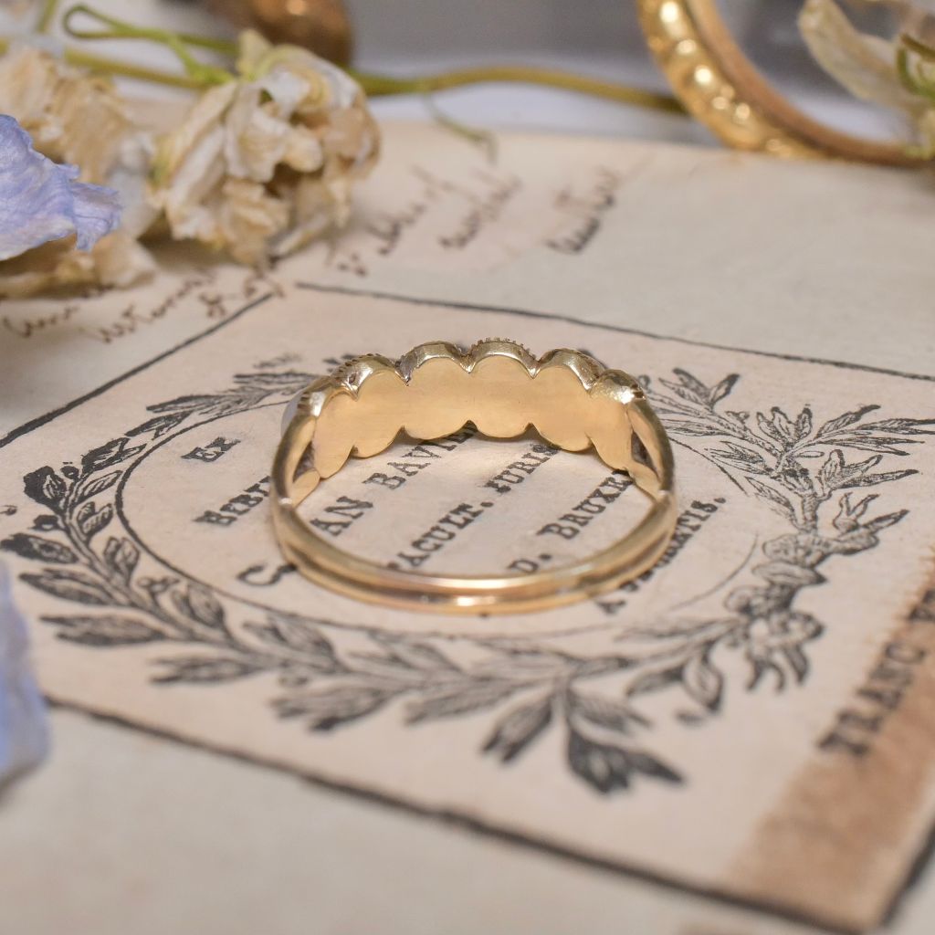 Antique Georgian 15ct Yellow Gold Natural Half Five Pearl Half Hoop Ring Circa 1815-1825
