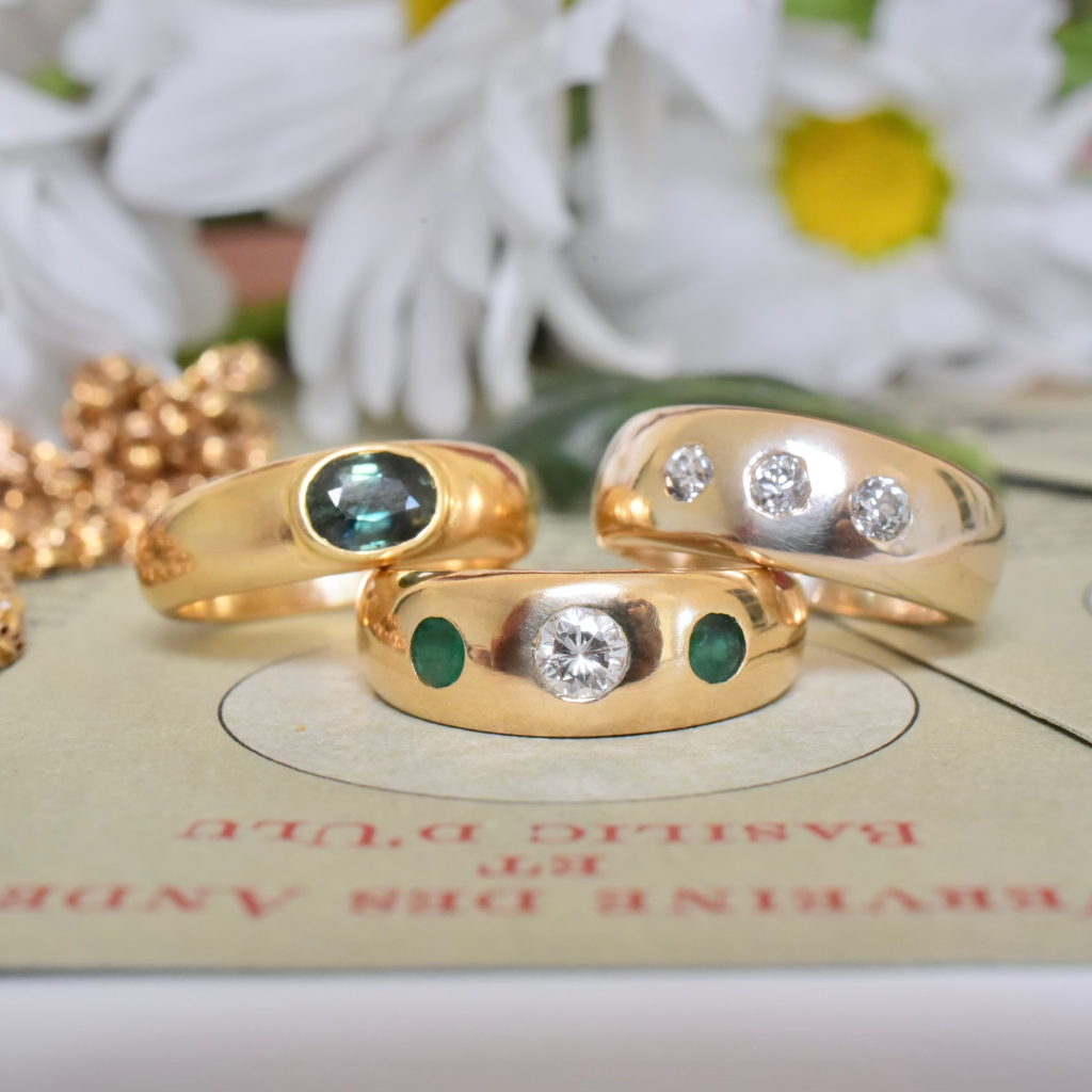 Contemporary 18ct Yellow Gold Diamond And Emerald Ring