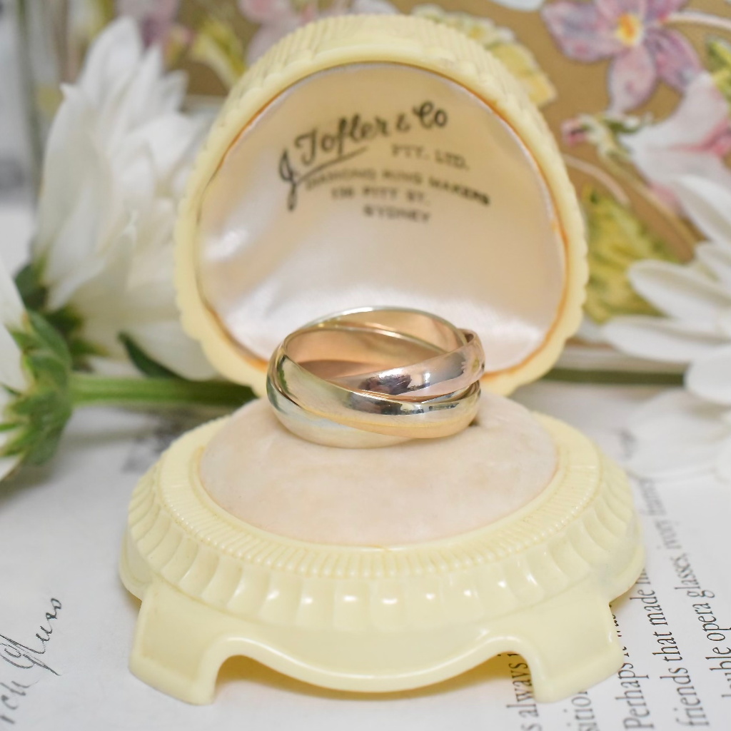 Modern 9ct Tri-Colour Russian Wedding Or Trinity Rolling Ring