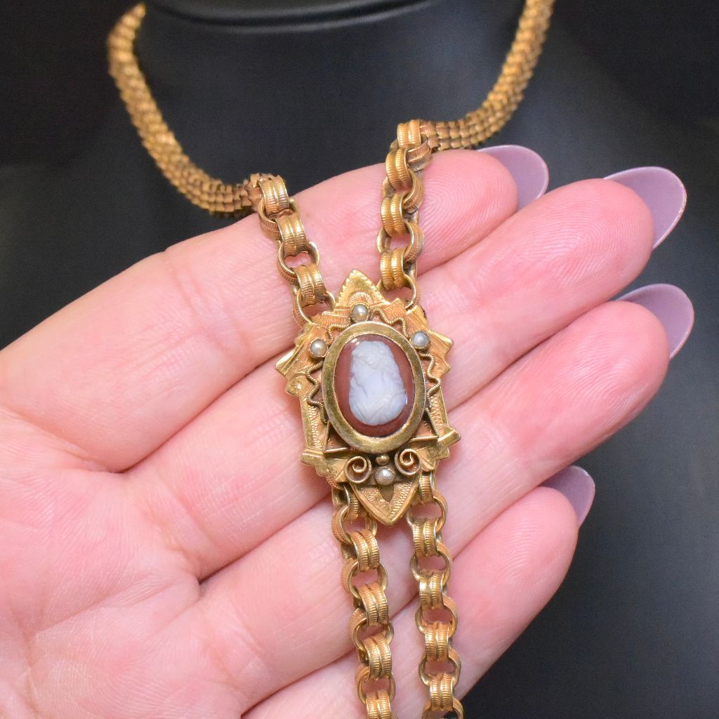 Fabulous Antique Edwardian *Gold Filled Cameo Slide Chain Circa 1915-20’s