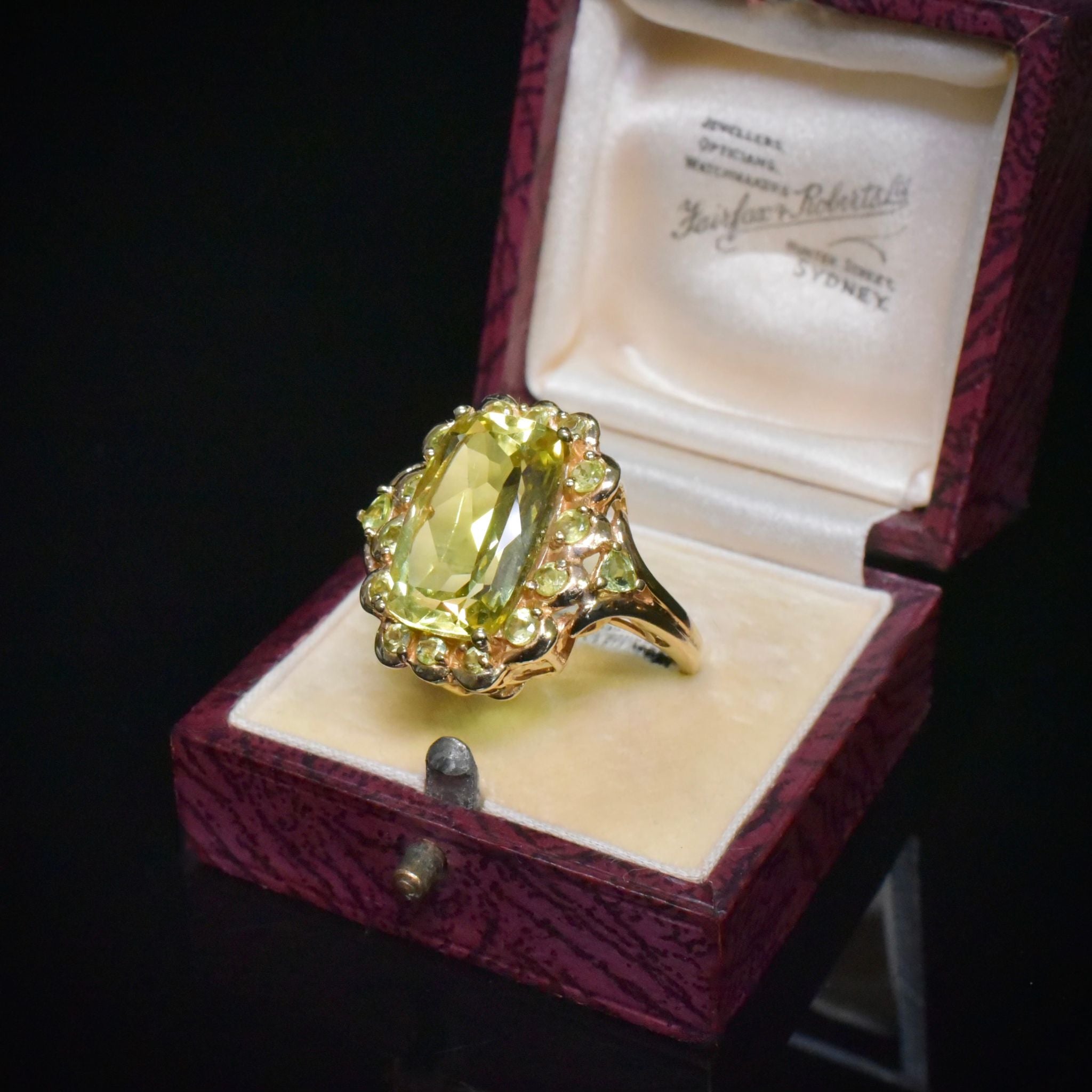 Contemporary 9ct Yellow Gold Lemon Quartz And Peridot Ring