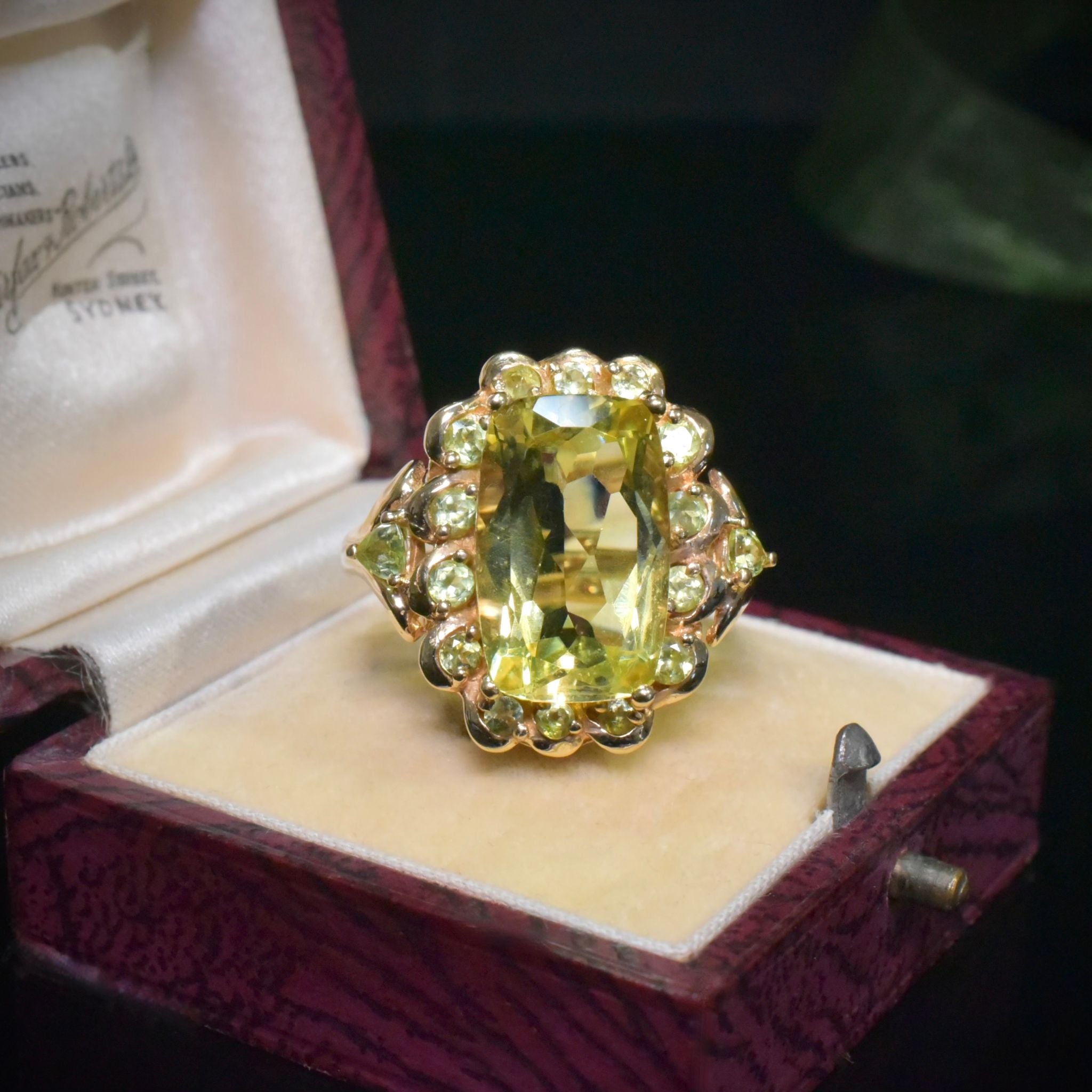Contemporary 9ct Yellow Gold Lemon Quartz And Peridot Ring