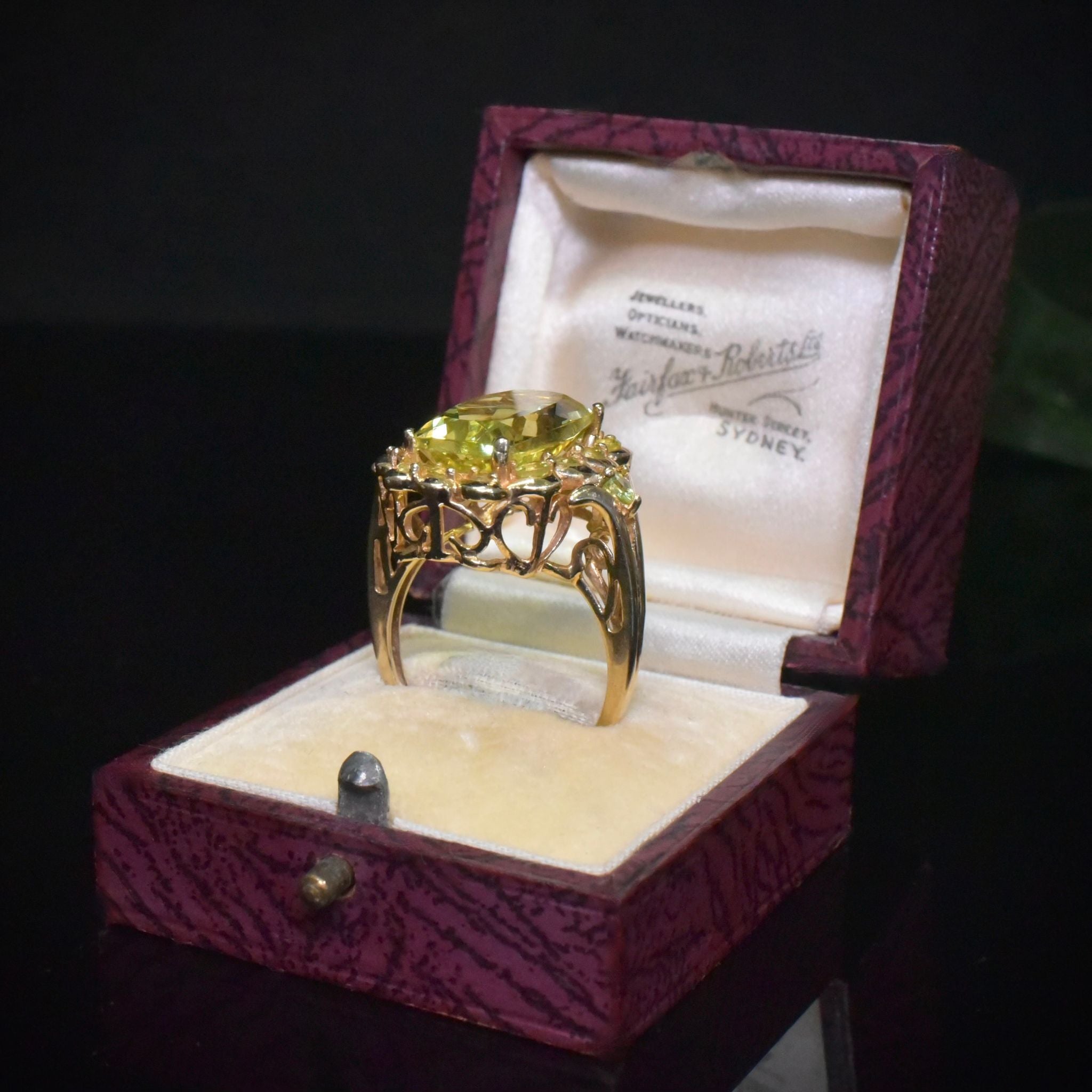 Contemporary 9ct Yellow Gold Lemon Quartz And Peridot Ring