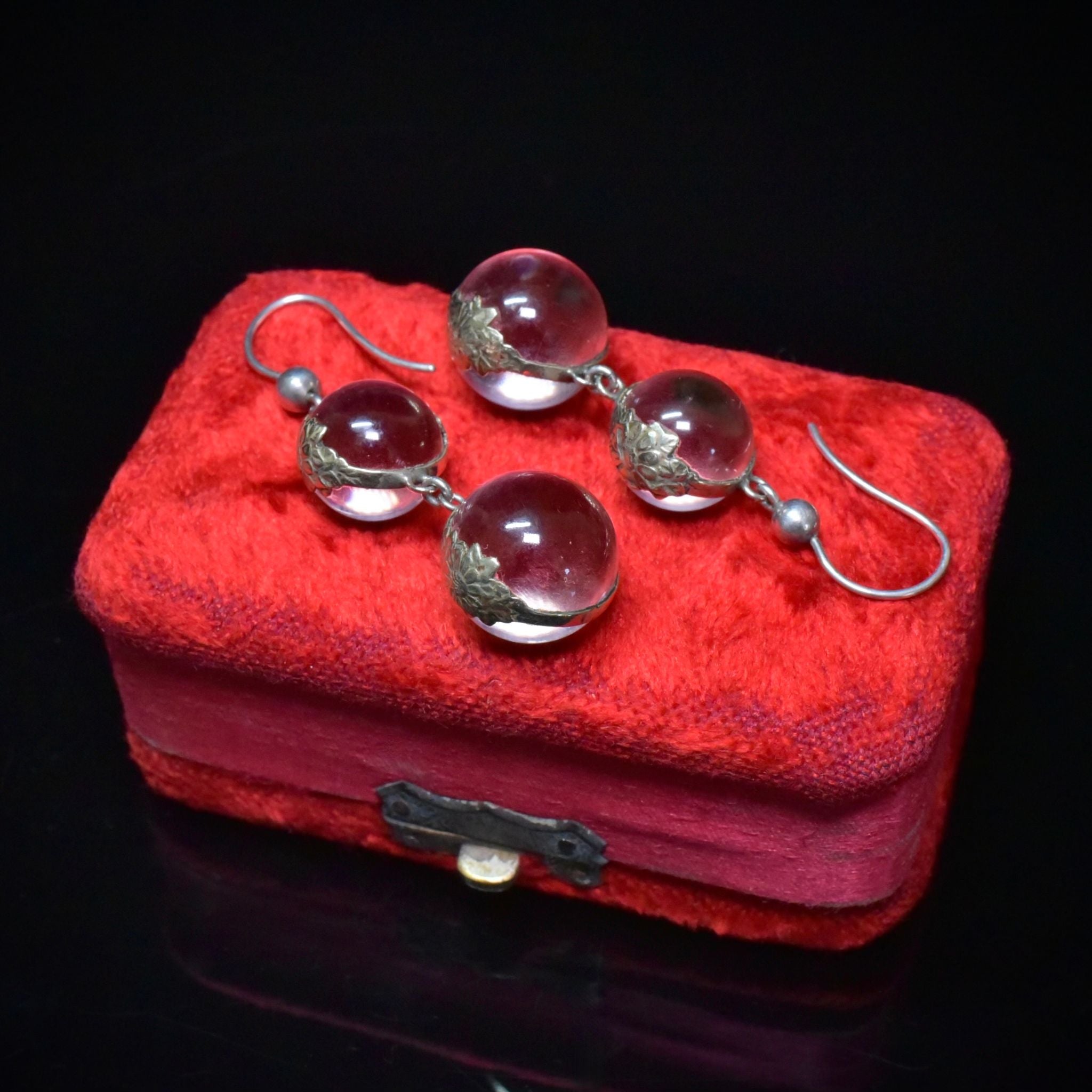 Antique Art Deco Silver ‘Pools Of Light’ Earrings Circa 1920’s