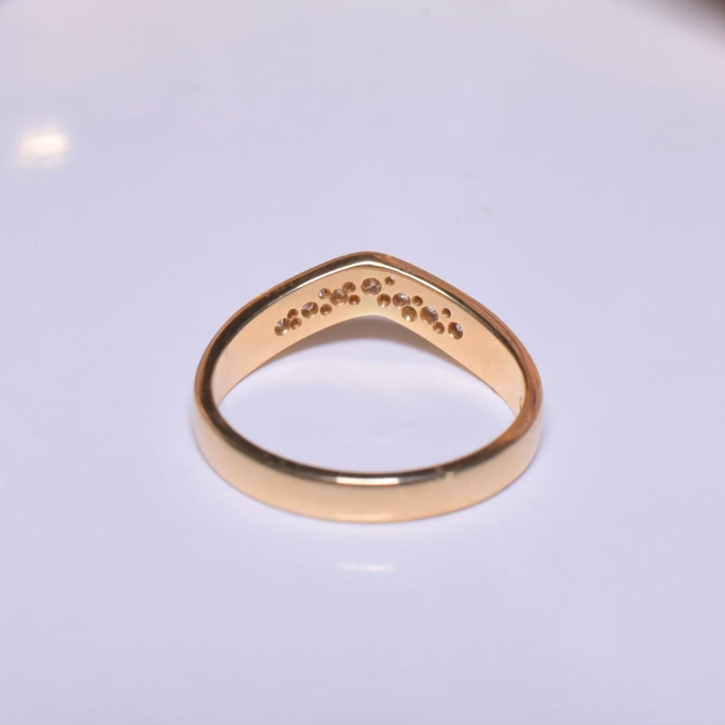 Modern 18ct Yellow Gold And Diamond Chevron Band