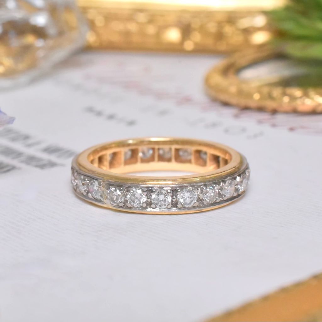 Estate 18ct Gold And Platinum Full Hoop Diamond Eternity Ring