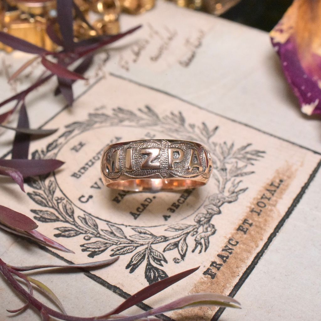 Antique Edwardian 9ct Rose Gold ‘MIZPAH’ Ring - Birmingham 1907