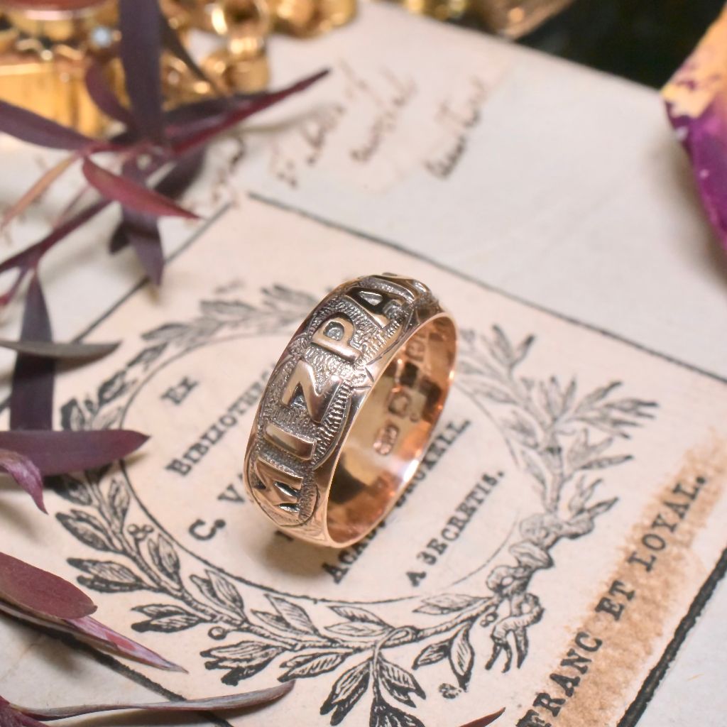 Antique Edwardian 9ct Rose Gold ‘MIZPAH’ Ring - Birmingham 1907