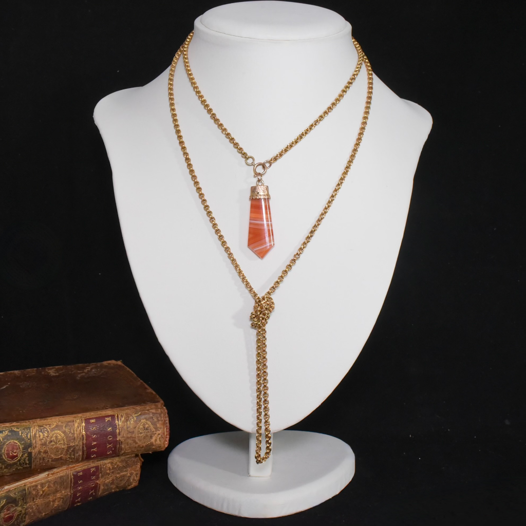 Antique Australian 9ct Rose Gold Banded Agate Fob Pendant circa 1890-1900