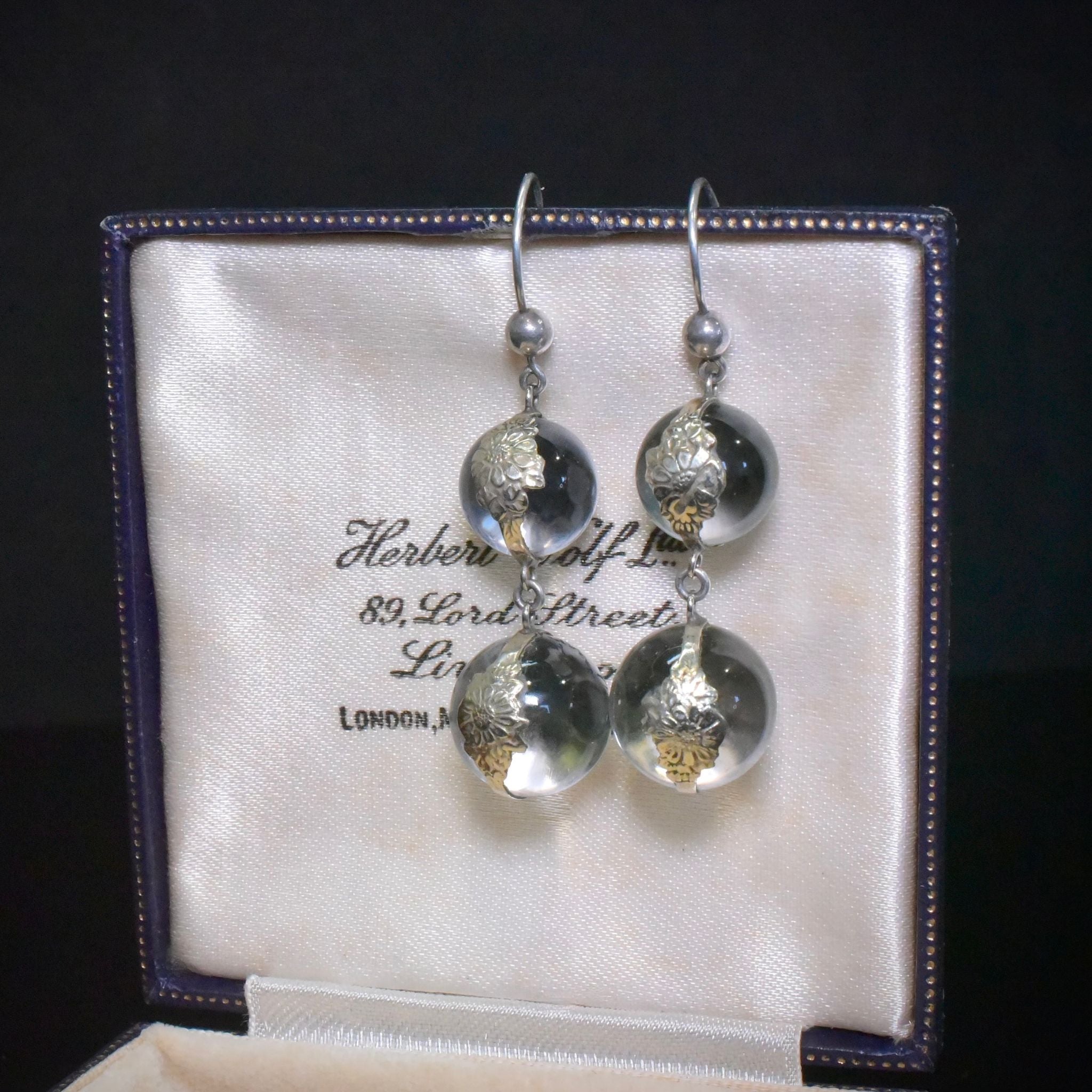 Antique Art Deco Silver ‘Pools Of Light’ Earrings Circa 1920’s