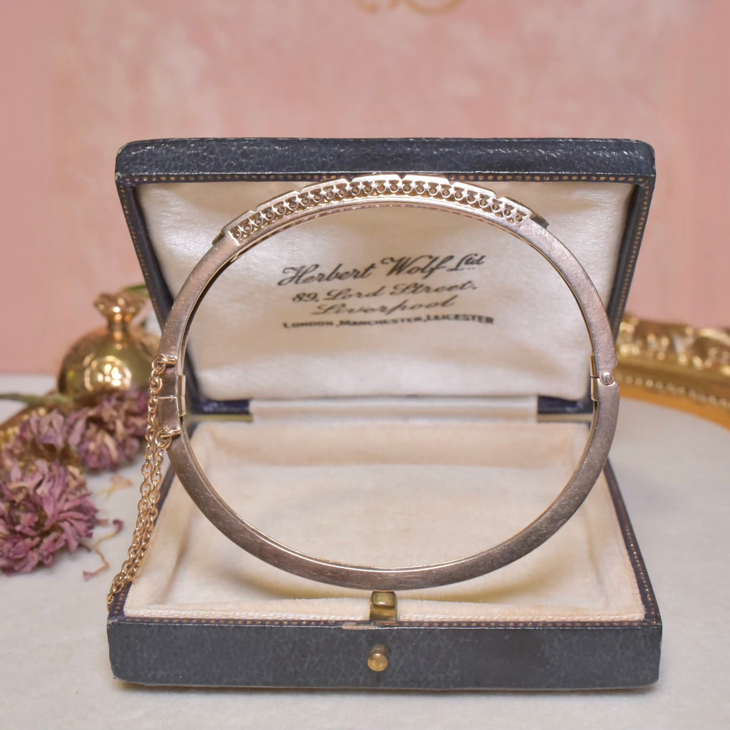 Antique Edwardian 15ct Rose Gold And Diamond 0.86ct Bangle Circa 1910 With Independent Retail Replacement Valuation $9000 AUD