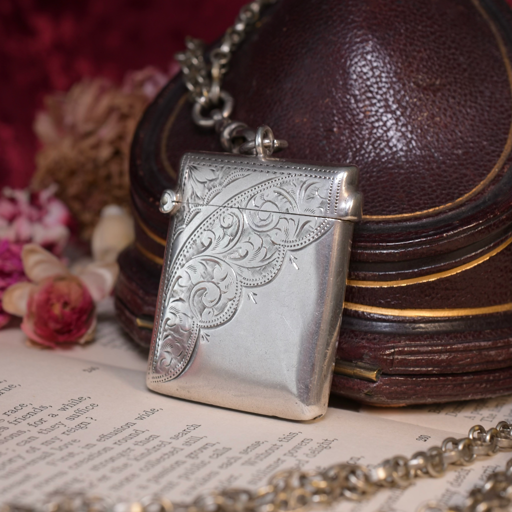 Antique Sterling Silver Match Safe Vesta Case - Birmingham 1904