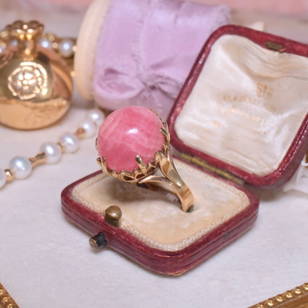 Vintage 9ct Yellow Gold And Rhodochrosite Ring
