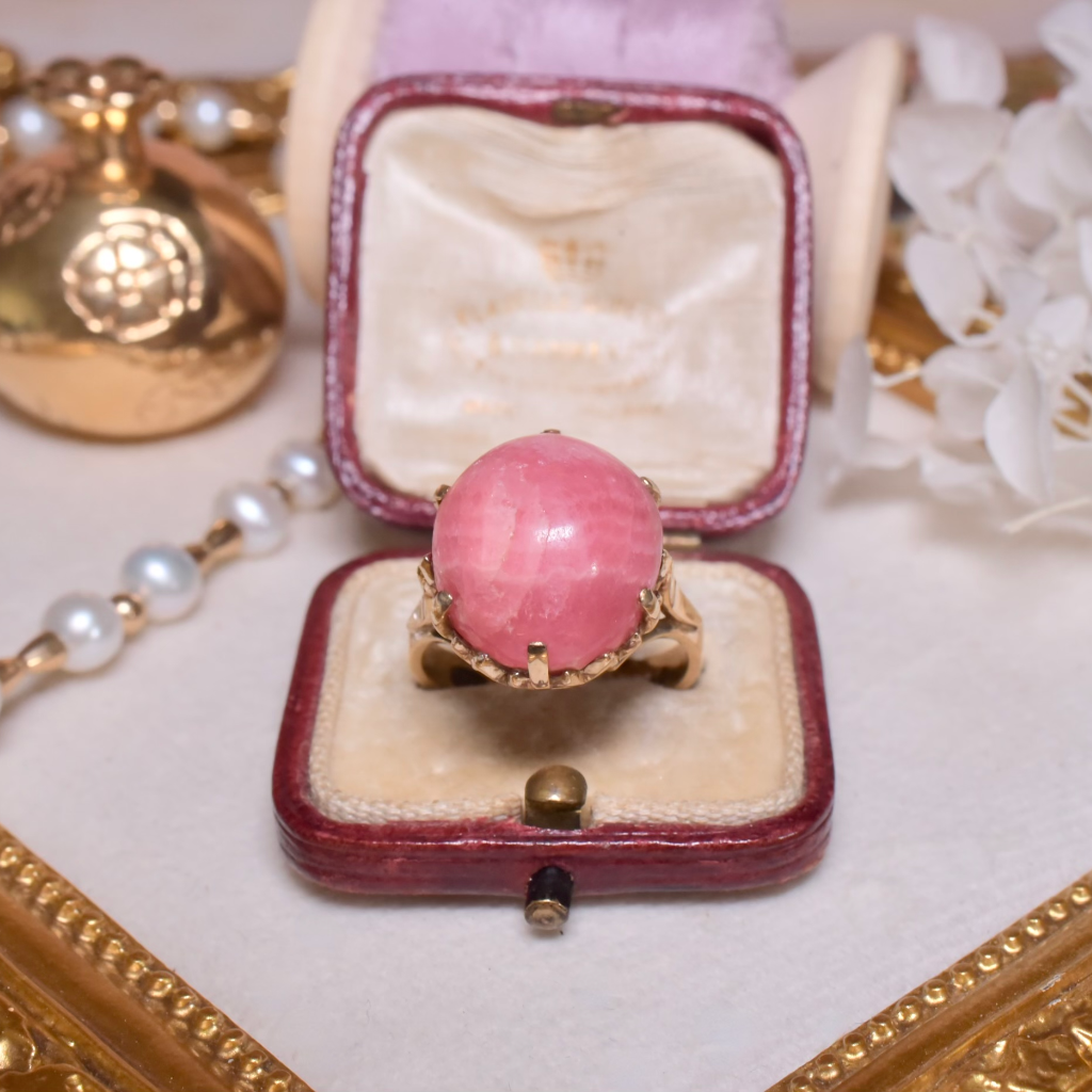 Vintage 9ct Yellow Gold And Rhodochrosite Ring