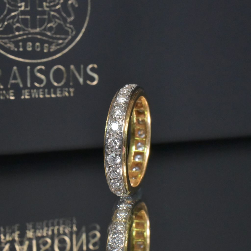 Estate 18ct Gold And Platinum Full Hoop Diamond Eternity Ring