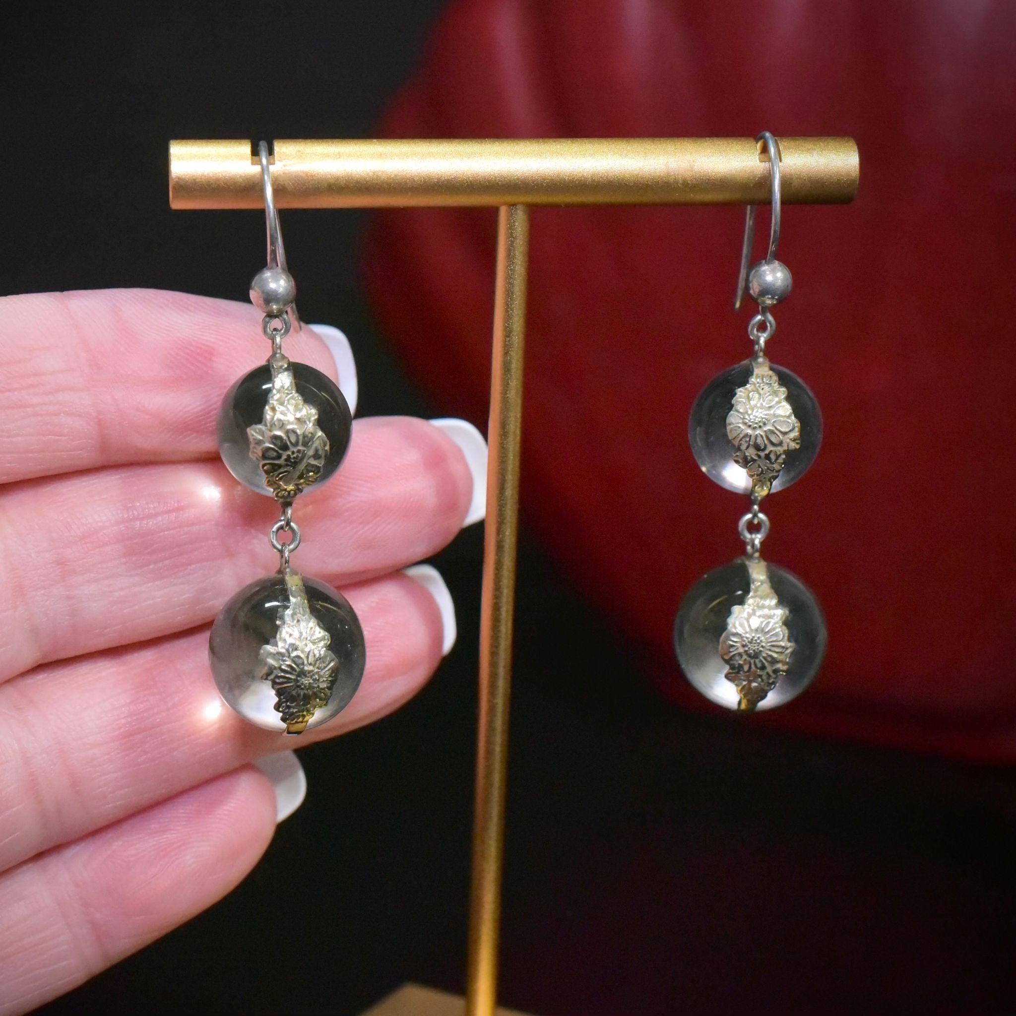 Antique Art Deco Silver ‘Pools Of Light’ Earrings Circa 1920’s