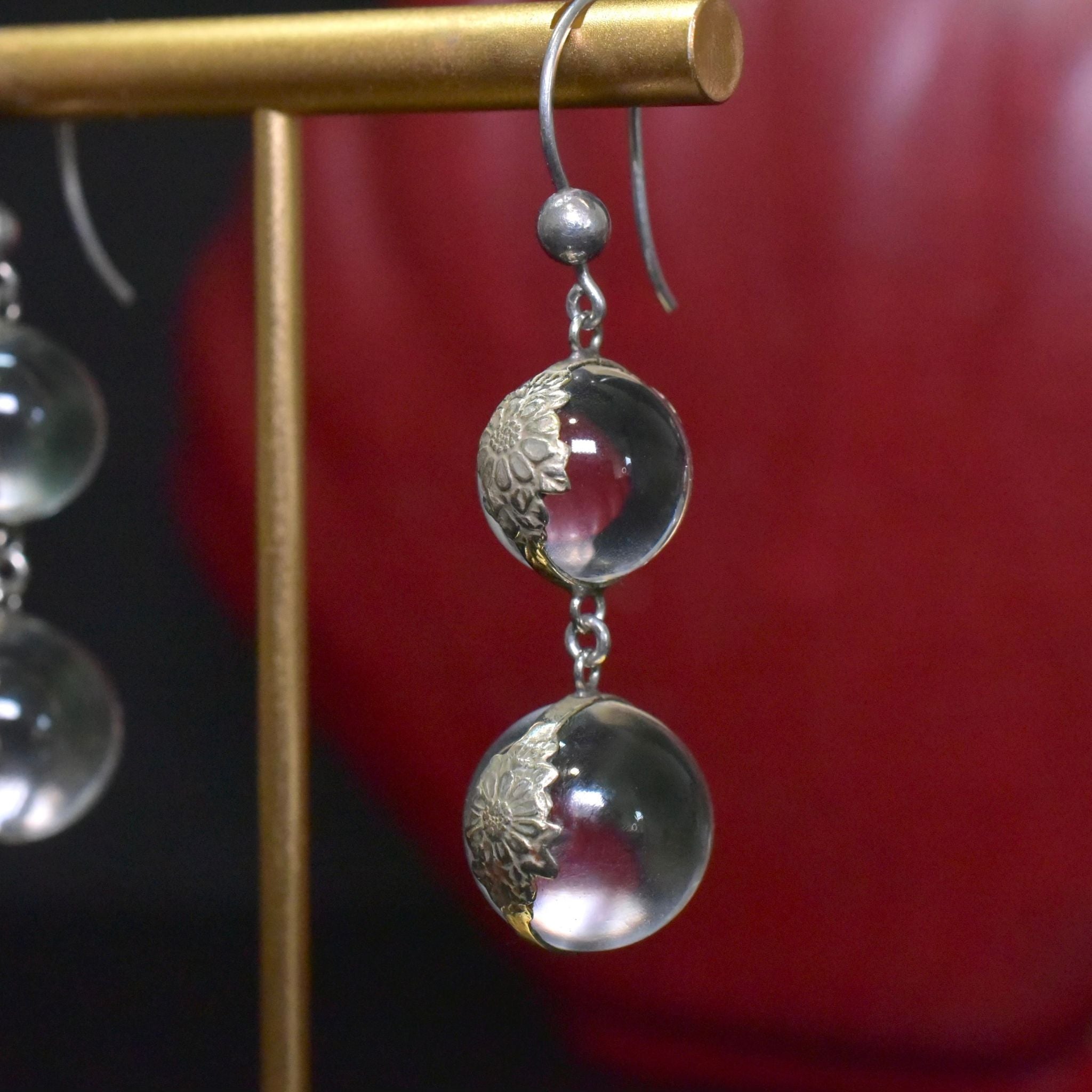 Antique Art Deco Silver ‘Pools Of Light’ Earrings Circa 1920’s