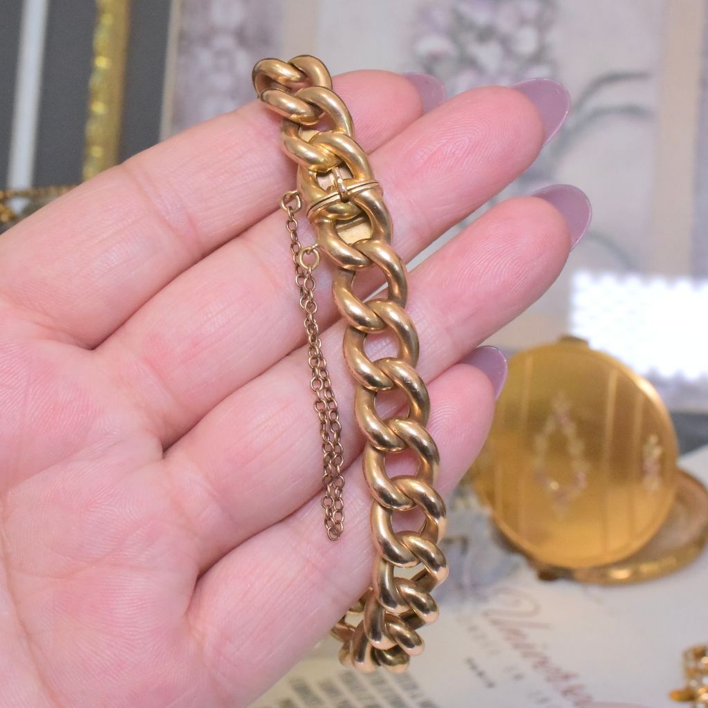 Superb Antique 15ct Rose Gold Curb-Link Bracelet Circa 1915-20