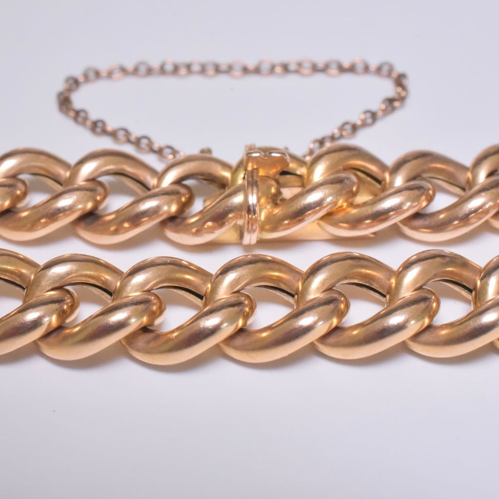 Superb Antique 15ct Rose Gold Curb-Link Bracelet Circa 1915-20