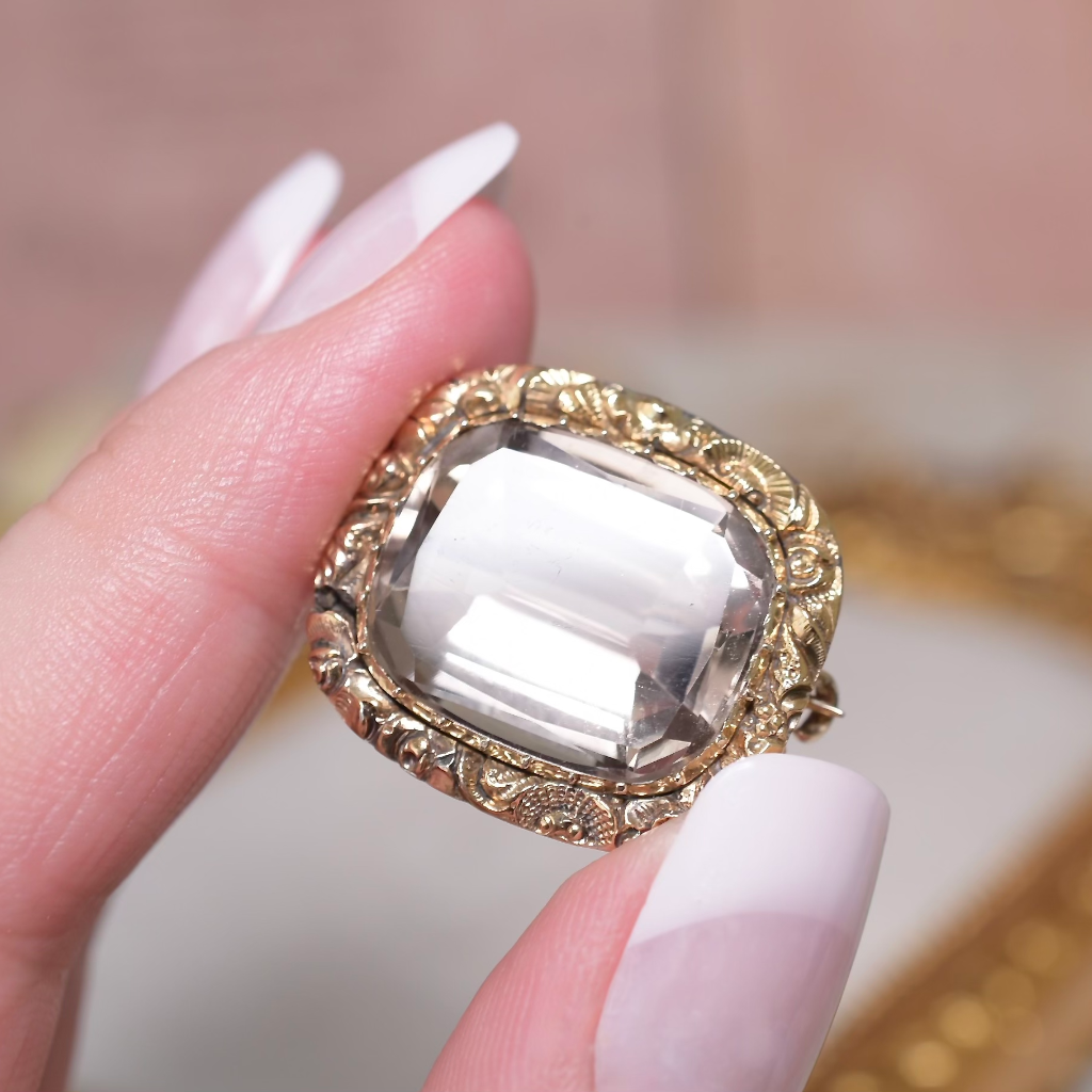 Antique Georgian 15ct Yellow Gold And Citrine ‘Fichu’ Or ‘Lace’ Pin Circa 1820’s