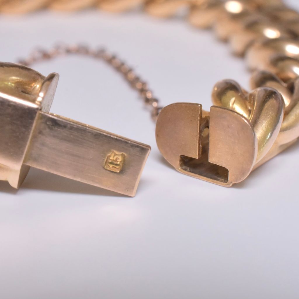 Superb Antique 15ct Rose Gold Curb-Link Bracelet Circa 1915-20