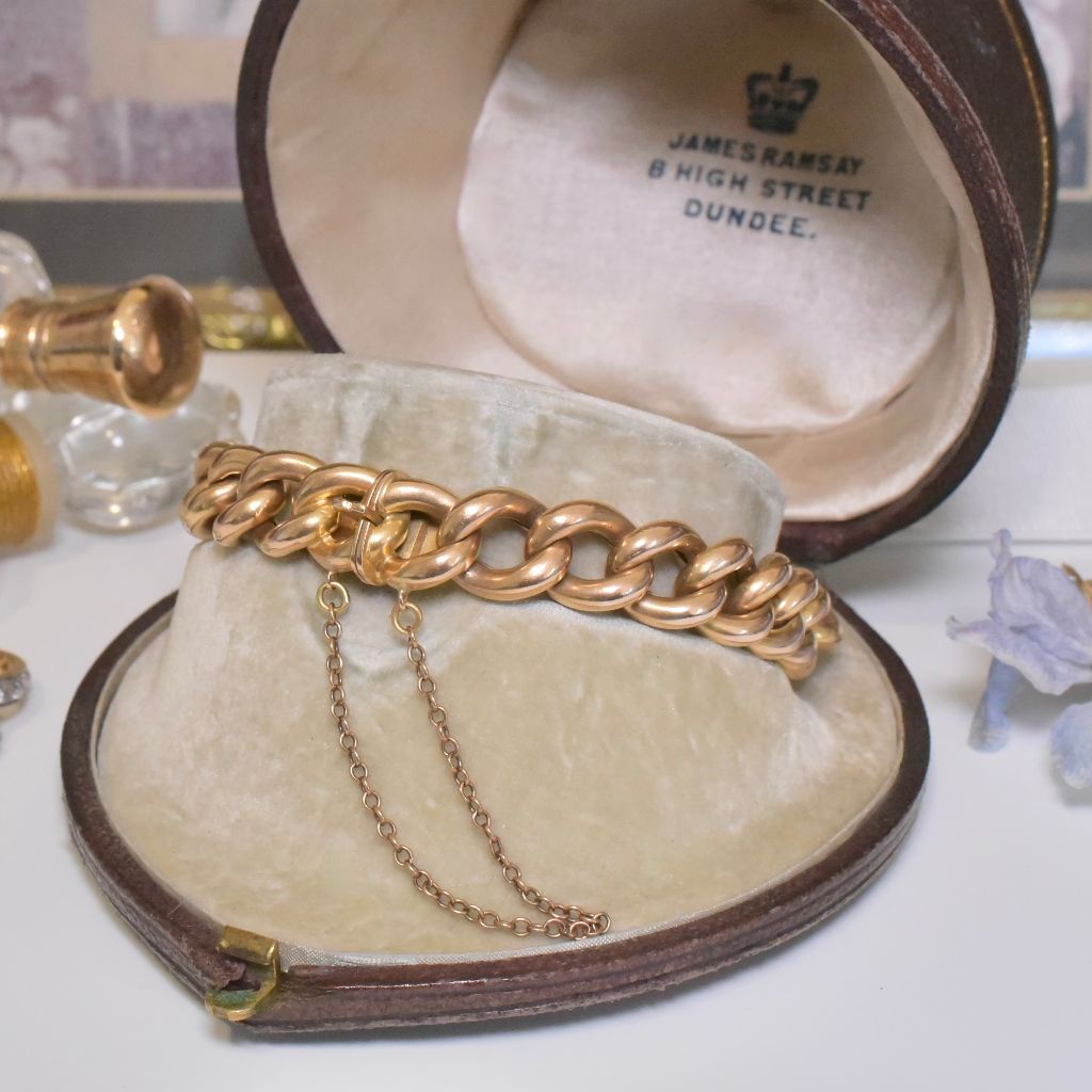 Superb Antique 15ct Rose Gold Curb-Link Bracelet Circa 1915-20