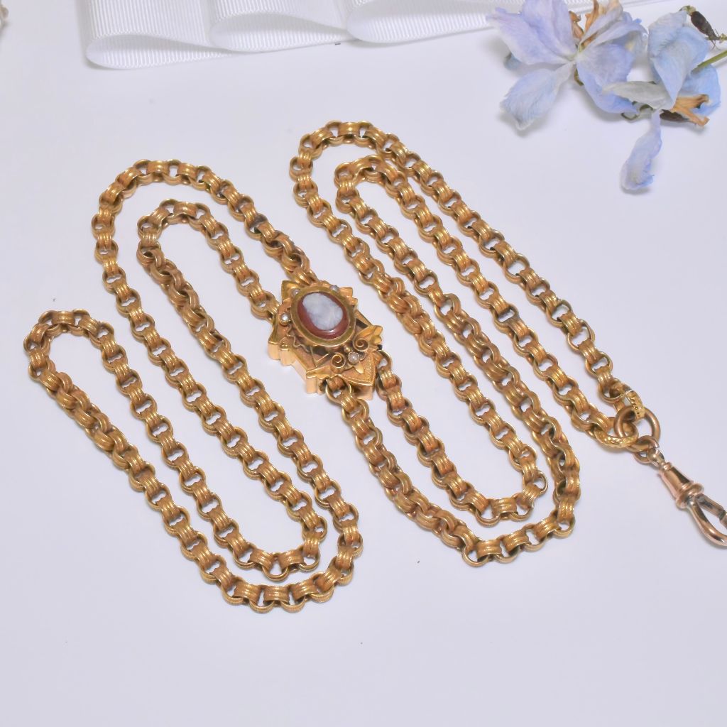 Fabulous Antique Edwardian *Gold Filled Cameo Slide Chain Circa 1915-20’s