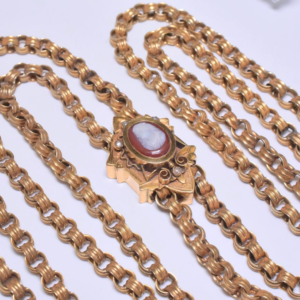 Fabulous Antique Edwardian *Gold Filled Cameo Slide Chain Circa 1915-20’s