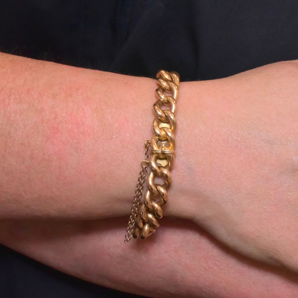 Superb Antique 15ct Rose Gold Curb-Link Bracelet Circa 1915-20