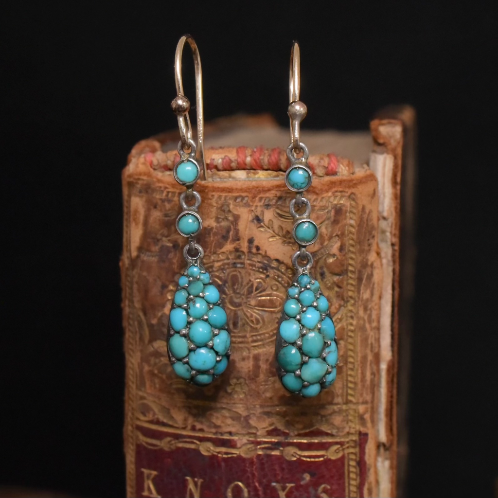 Antique Early 20th Century Turquoise Drop Earrings