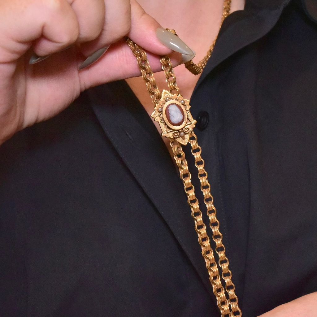 Fabulous Antique Edwardian *Gold Filled Cameo Slide Chain Circa 1915-20’s