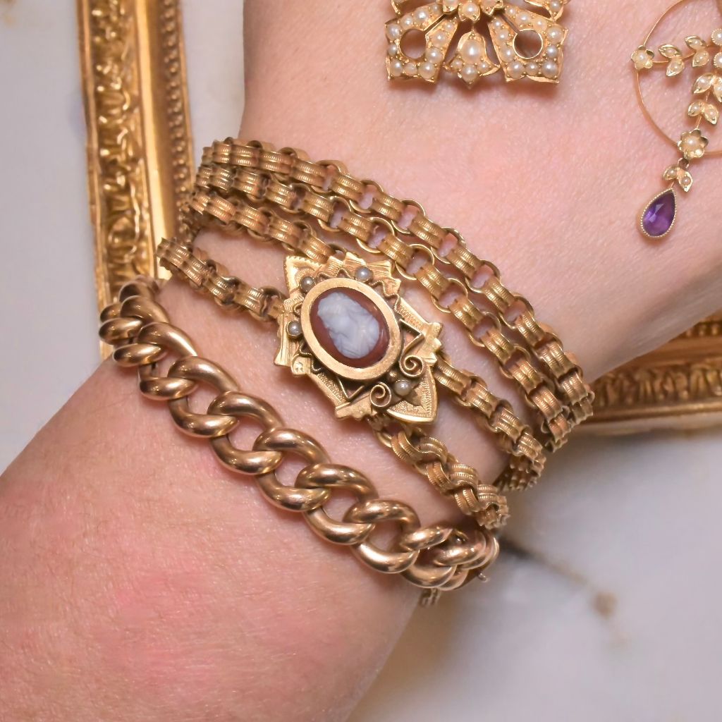Superb Antique 15ct Rose Gold Curb-Link Bracelet Circa 1915-20