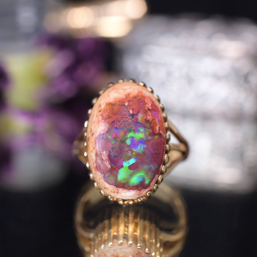 Modern 14ct Yellow Gold ‘Cantera’ Fire Opal Ring
