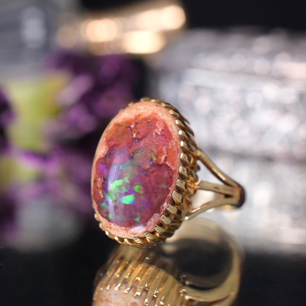 Modern 14ct Yellow Gold ‘Cantera’ Fire Opal Ring