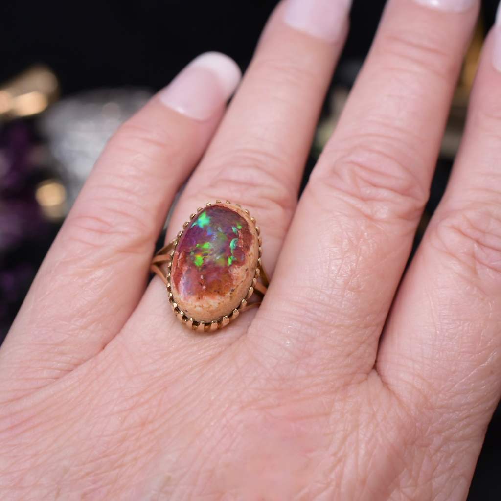 Modern 14ct Yellow Gold ‘Cantera’ Fire Opal Ring
