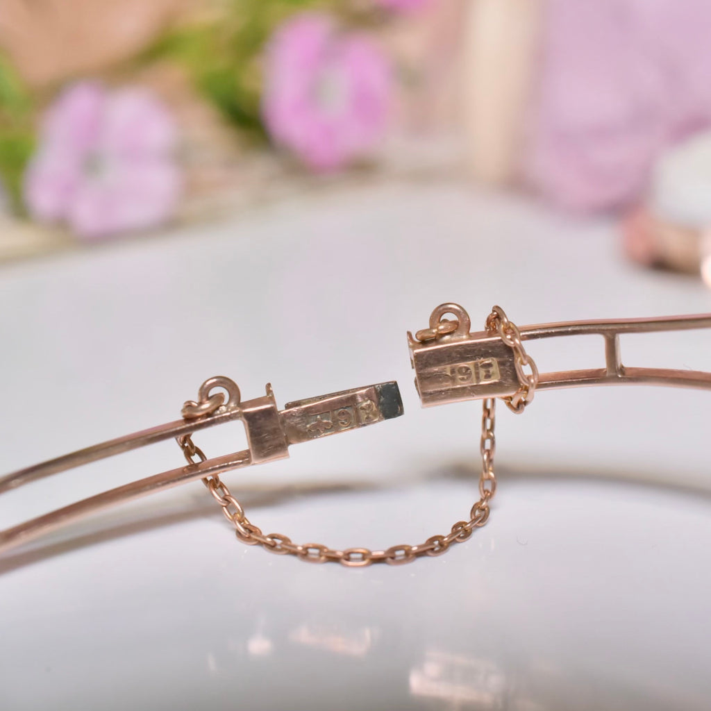 Antique Australian 9ct Rose Gold Conch Shell Cameo Bangle By A. Benjamin And Sons Pty Ltd Circa 1910-15