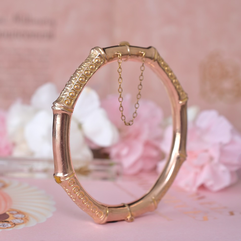 Antique Australian 9ct Rose Gold ‘Bamboo’ Bangle By - Willis And Sons Circa 1910