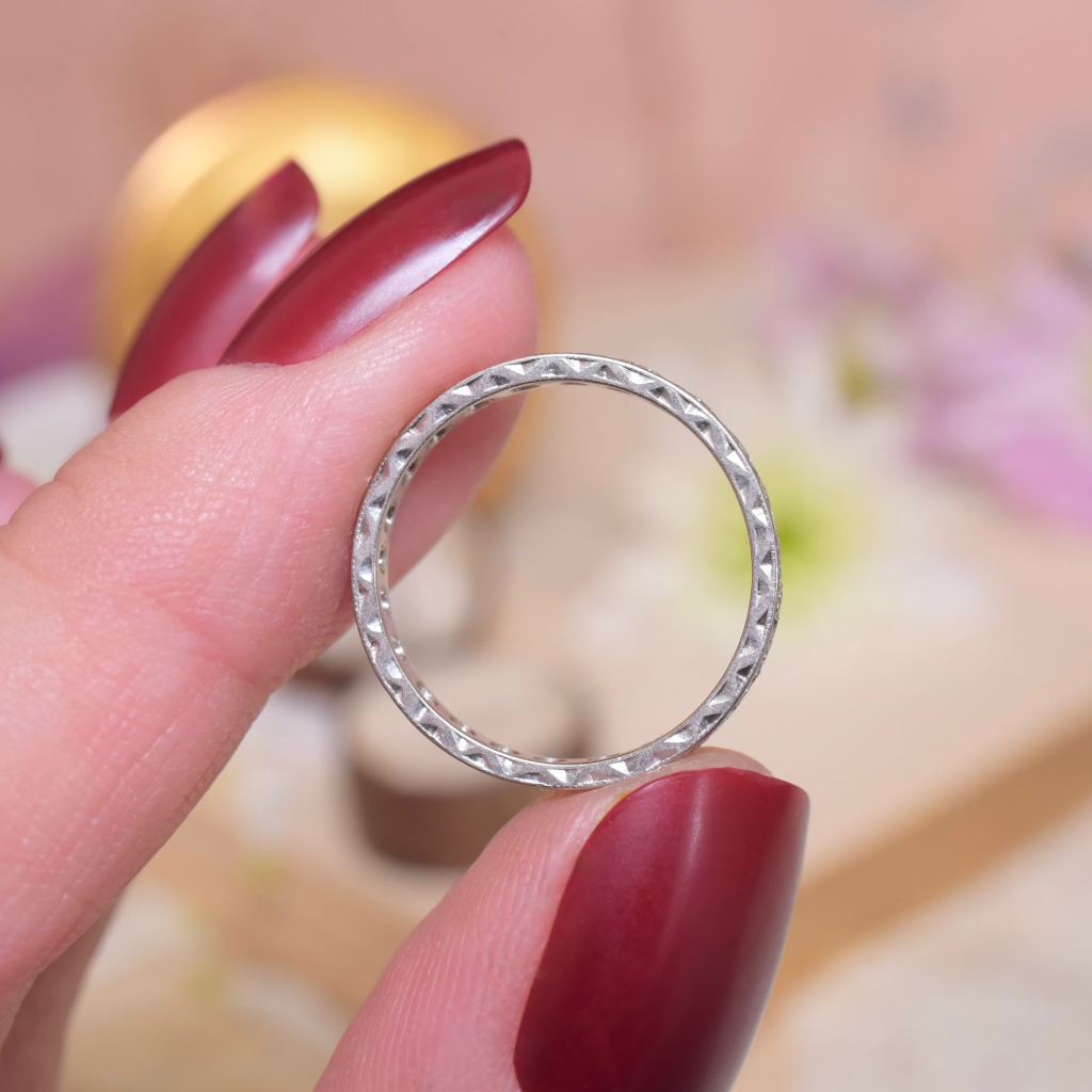 Antique Art Deco Diamond Platinum Full Hoop Eternity Ring Circa 1920’s