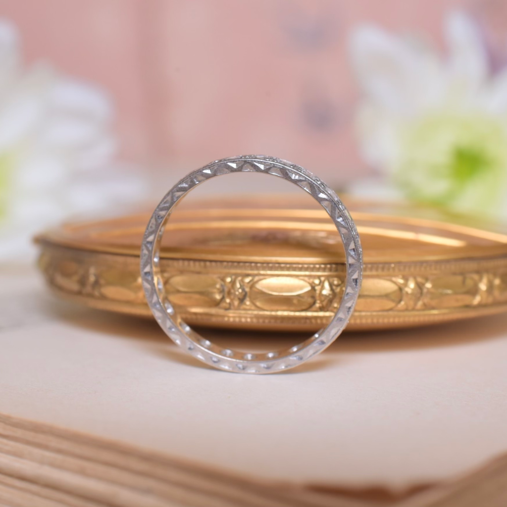 Antique Art Deco Diamond Platinum Full Hoop Eternity Ring Circa 1920’s