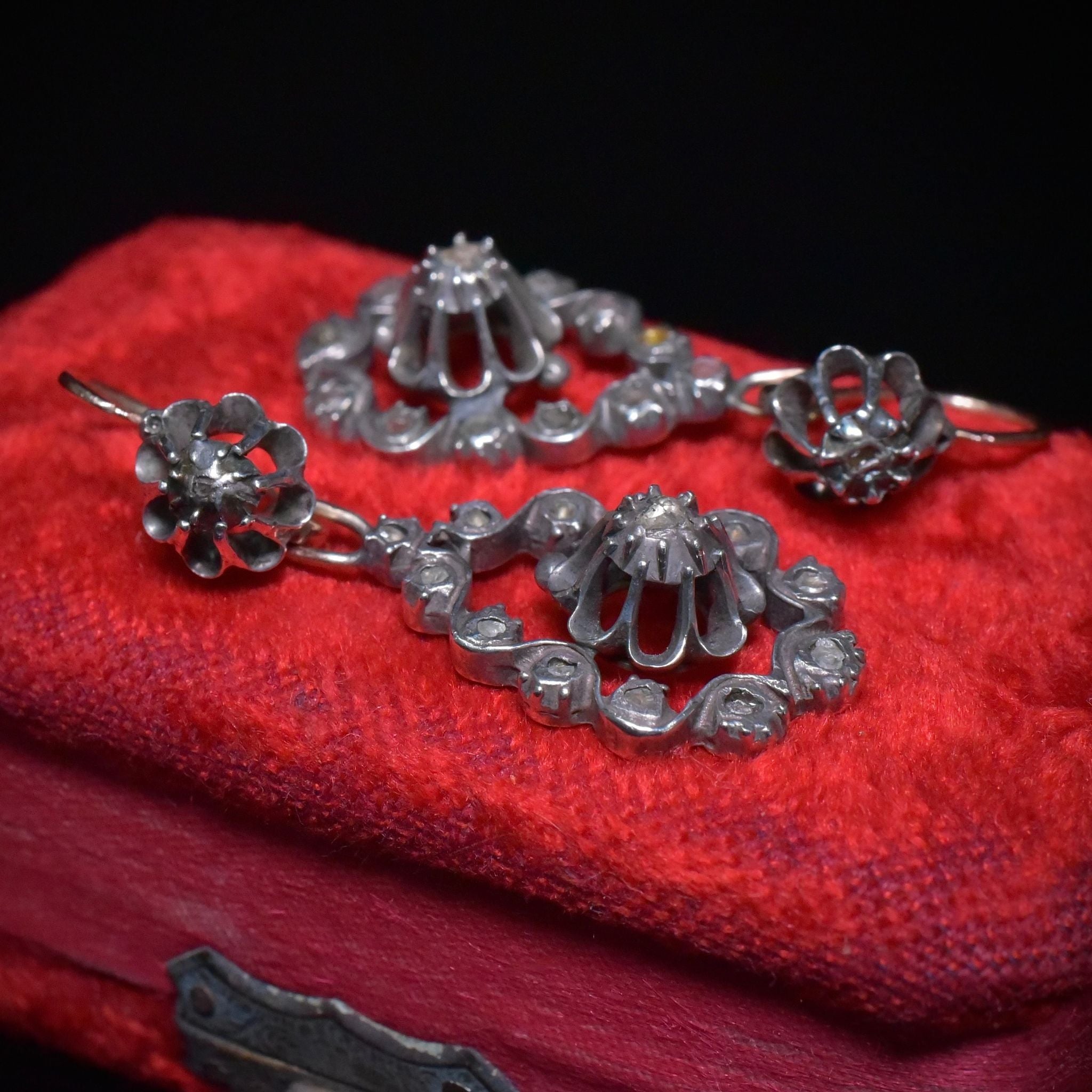 Fabulous Georgian 11ct Gold And Silver ‘Day And Night’ Diamond Earrings Circa 1780-1800