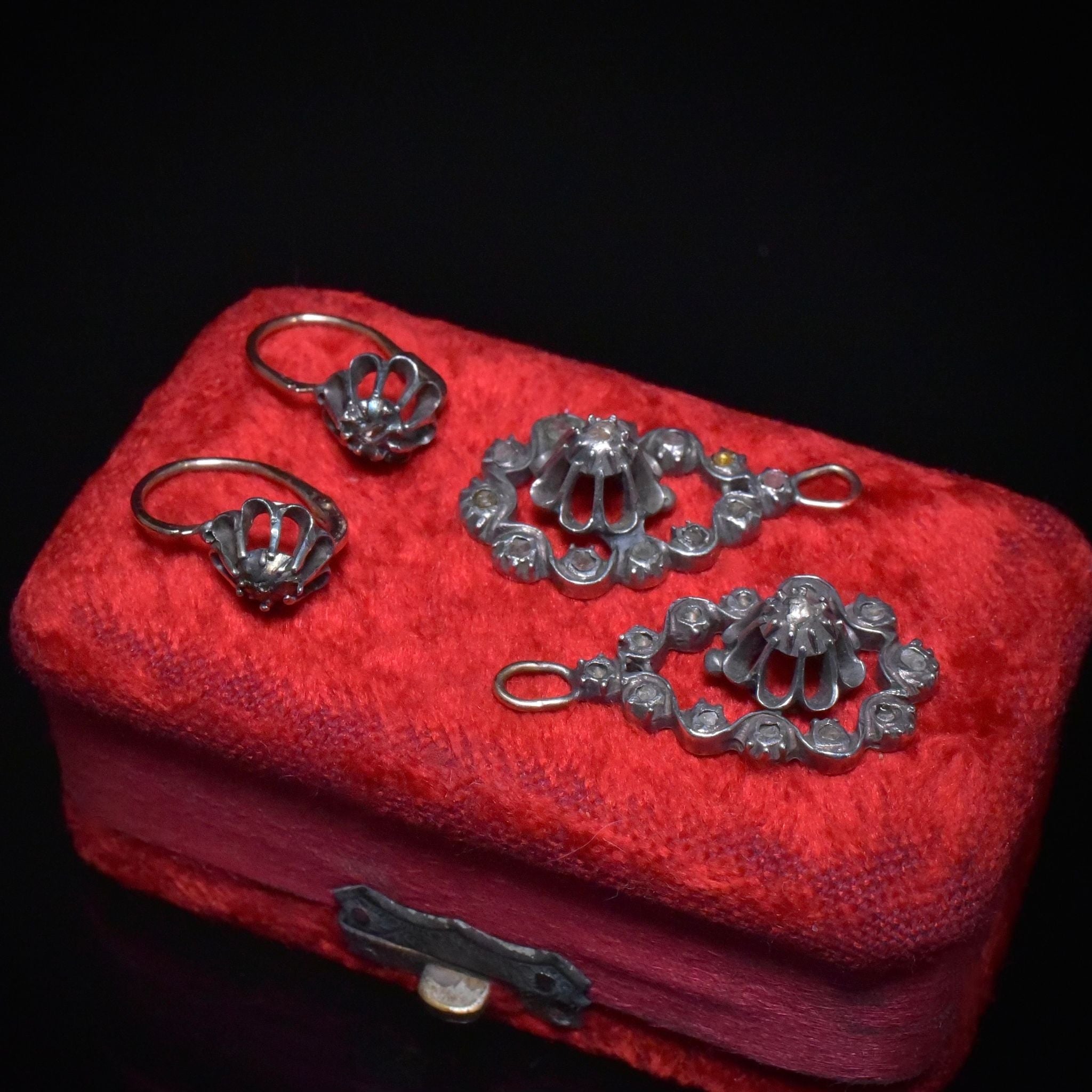 Fabulous Georgian 11ct Gold And Silver ‘Day And Night’ Diamond Earrings Circa 1780-1800